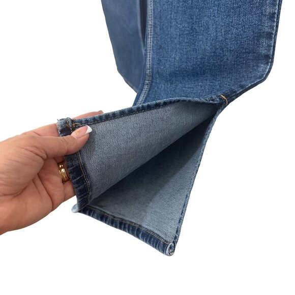 Zara Womens Hi-Rise Straight Leg Blue Denim Jeans Size USA 12 Side Ankle Split - Picture 9 of 13